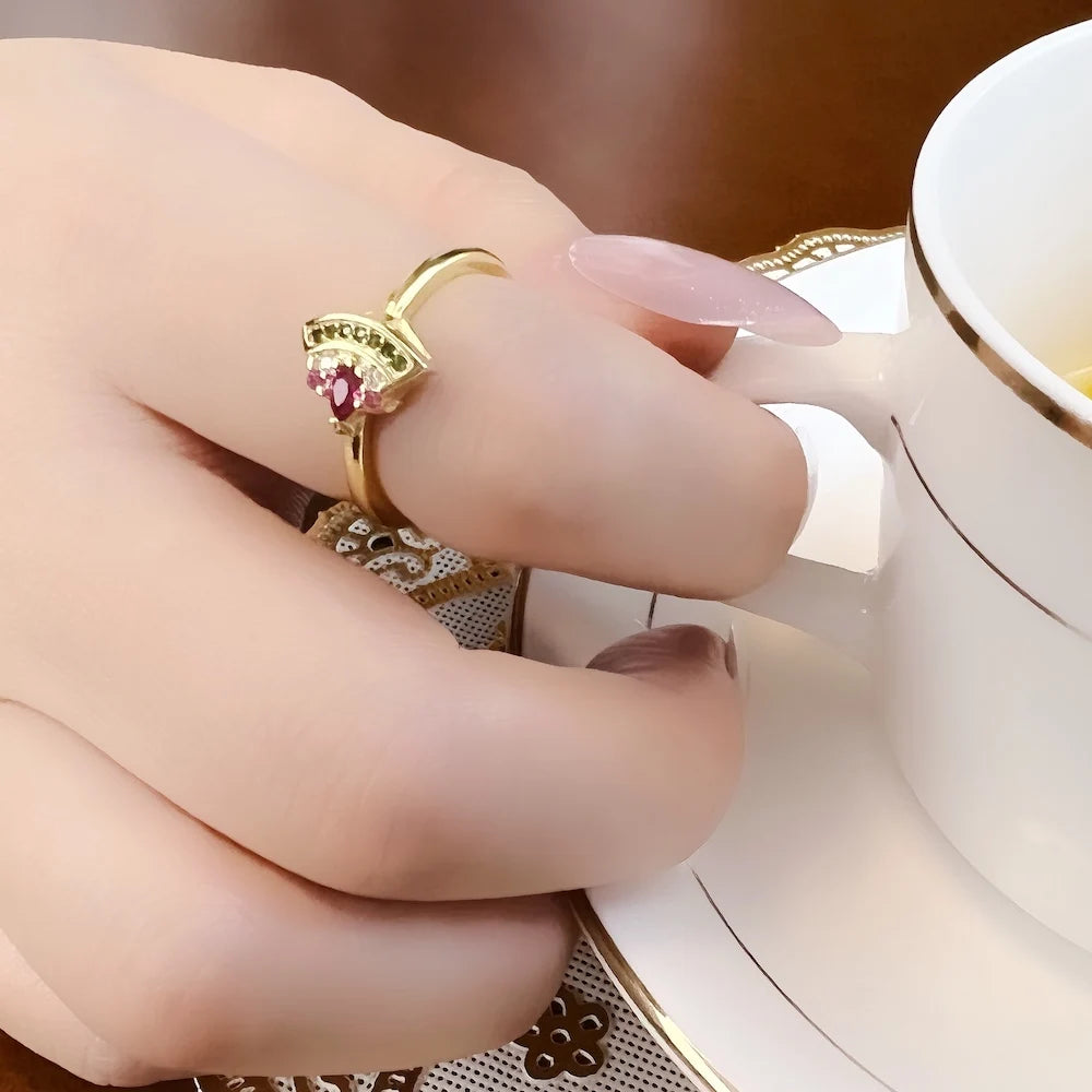 Bague Watermelon Golden 2022 Nouveau Style Europe Glam Bijoux Fin Pour Femmes Cadeau Doux Et Stylish En Argent Sterling 925