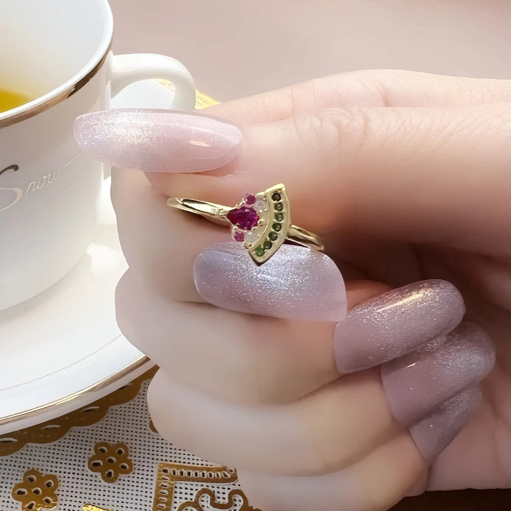 Bague Watermelon Golden 2022 Nouveau Style Europe Glam Bijoux Fin Pour Femmes Cadeau Doux Et Stylish En Argent Sterling 925