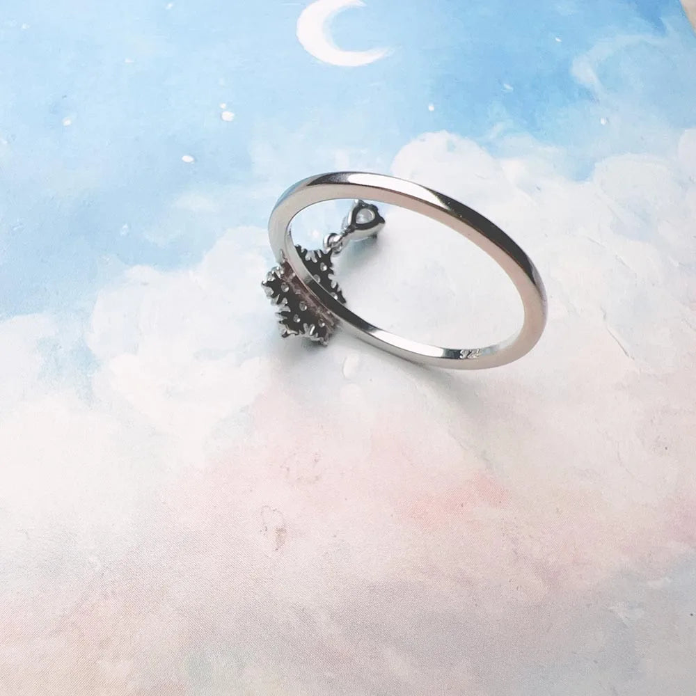 Bague Flocon de Neige - Style Europe - Bijou Raffiné pour Femmes - Hiver - Cadeau Romantique - Argent Sterling 925