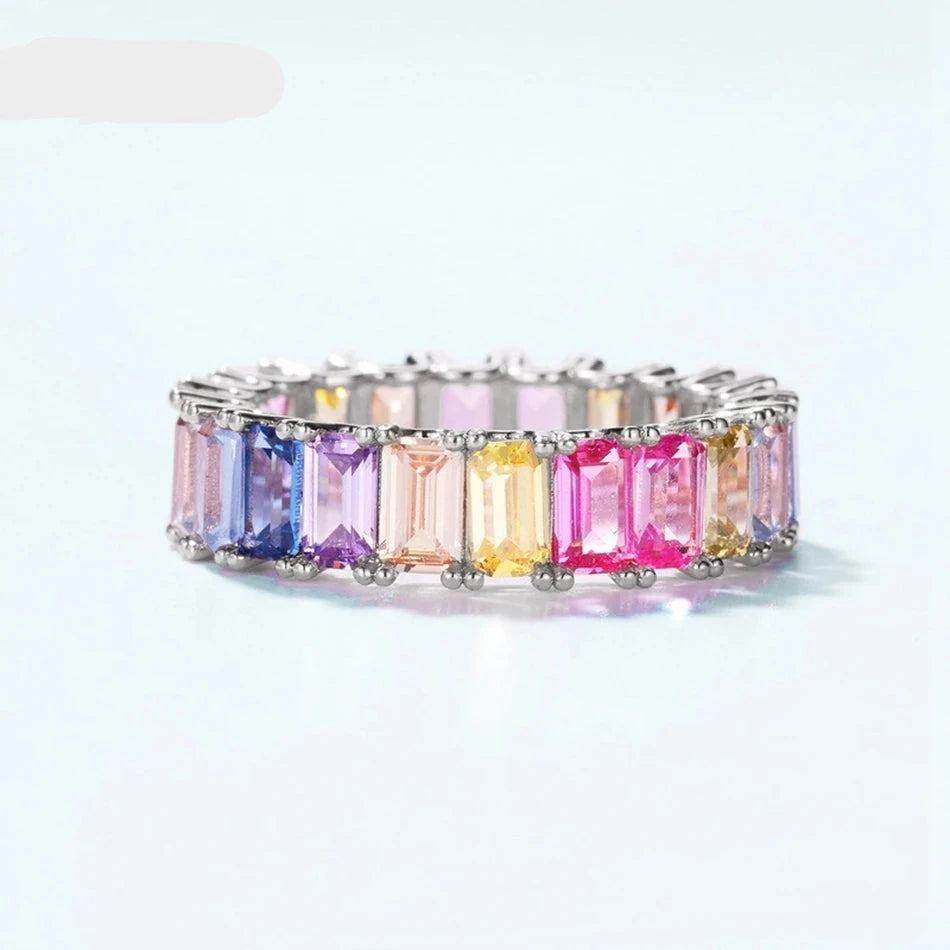 Bague en Argent avec Cristal Arc-en-ciel