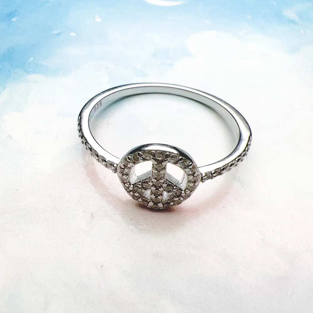 Bague Symbole de la Paix - Style Europe Glam Fashion Classic - Bijou pour Femmes en Argent Sterling 925