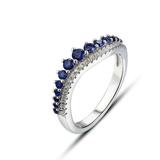 Bague en Argent  avec Saphir Bleu