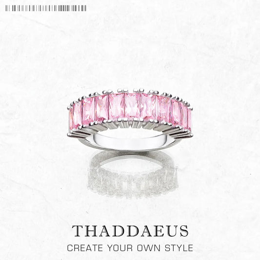 Bague en Argent Sterling 925 - Pavage de Pierres Roses