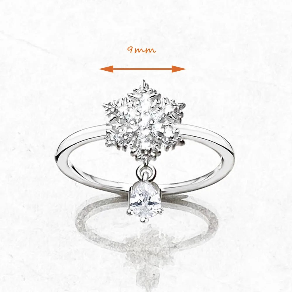 Bague Flocon de Neige - Style Europe - Bijou Raffiné pour Femmes - Hiver - Cadeau Romantique - Argent Sterling 925