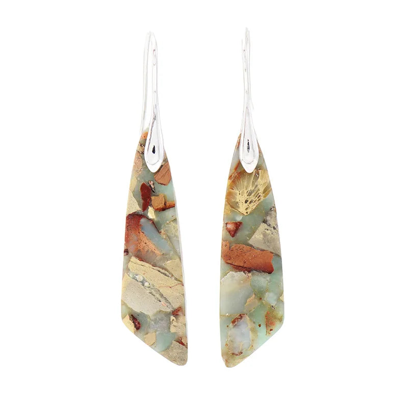 Boucles d'oreilles pendentif géométrique en pierre d'empereur bohémien