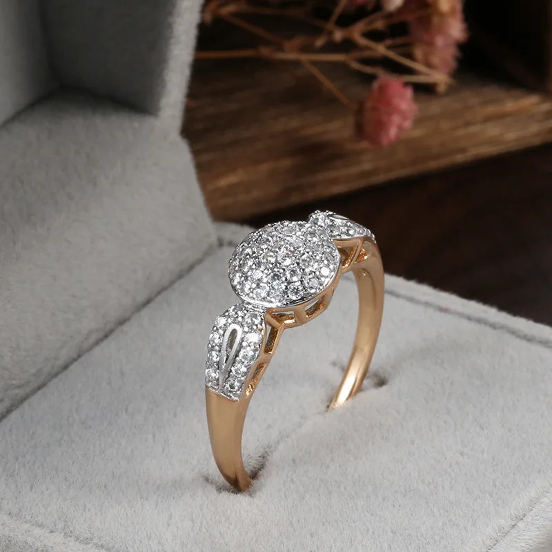 Bague de Luxe en Or Rose 18K - Élégance Vintage avec Cristaux Autrichiens pour Mariage et Fiançailles