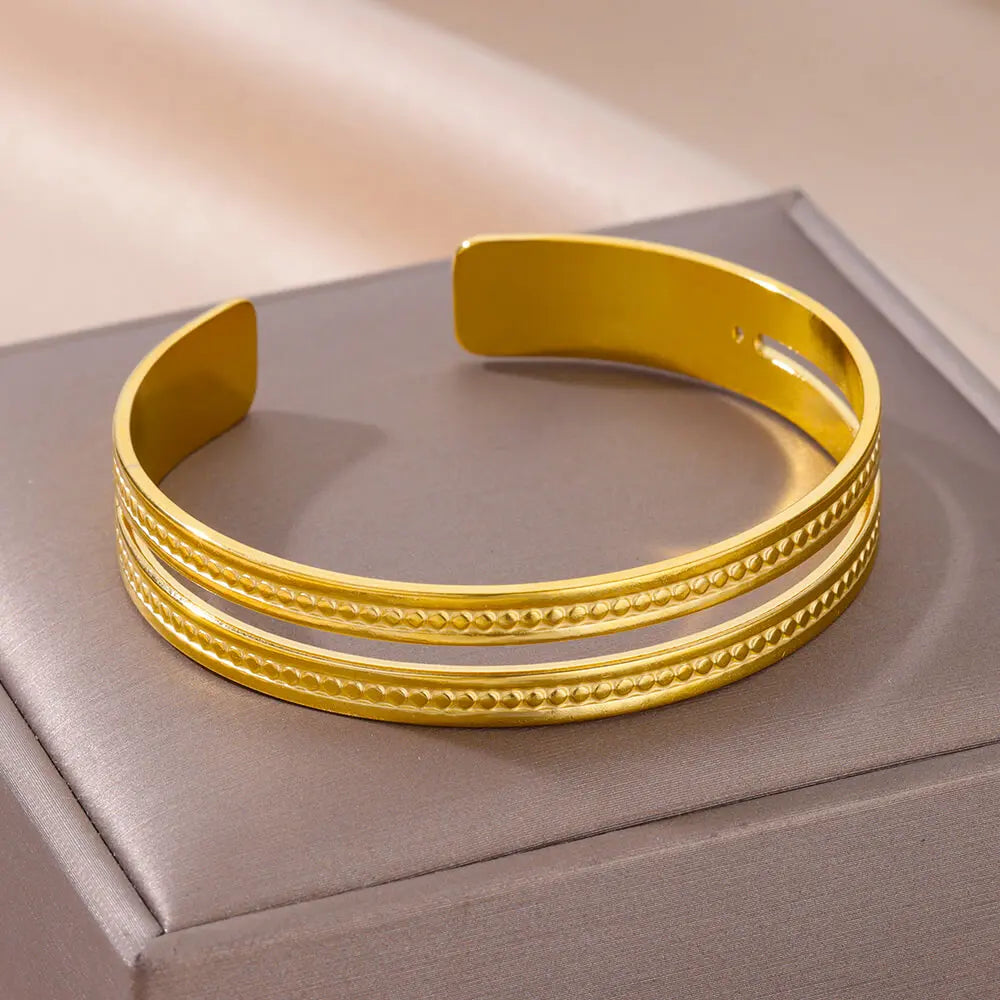 Bracciale rigido in acciaio inossidabile placcato oro