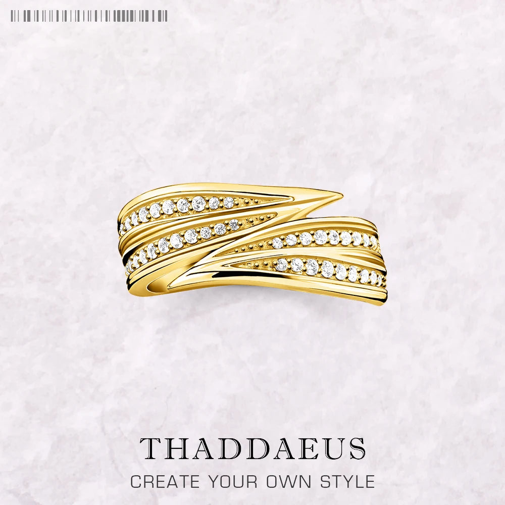Ring Leaves Europe Style Fine Jewerly For Women Brand New Trendy Gift In Pure 925 Sterling Silver