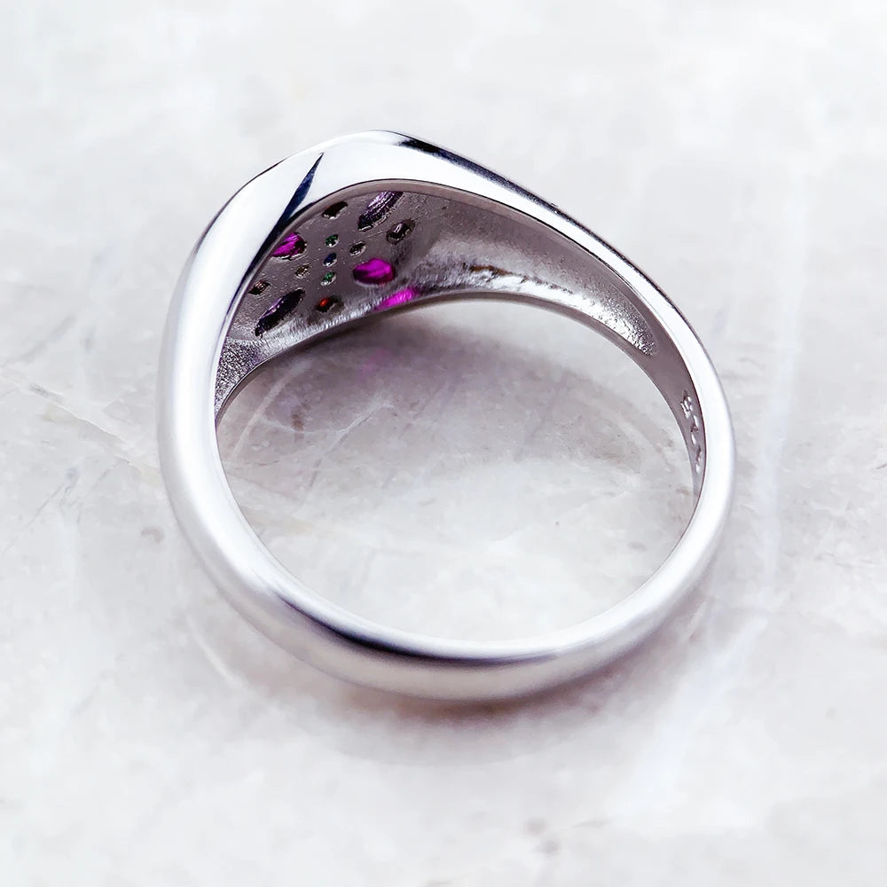 Bague Pierre Colorée Fleur Style Europe Bohème Bijoux fins pour Femmes Été Nouveau pur Argent Sterling 925 Cadeau