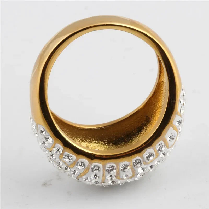 Bague en Acier Titane avec Zircon et Cristaux
