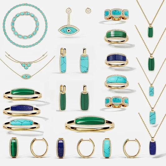 LI KI High Quality 2024 New Turquoise Series Necklace Earrings Ring Bracelet For Women Luxury Designer Jewelry