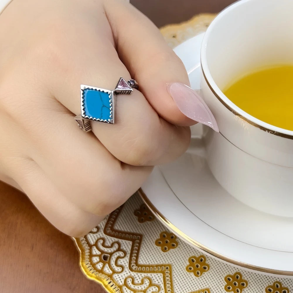 Bague Zig Zag Nacre Abalone Nouveau Style Européen Bijou Femminin Été Cadeau en Argent Sterling 925