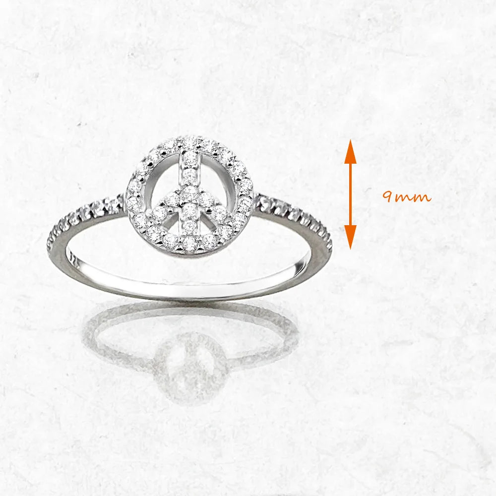 Bague Symbole de la Paix - Style Europe Glam Fashion Classic - Bijou pour Femmes en Argent Sterling 925