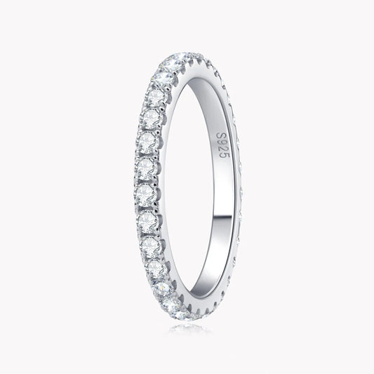 Bague Éternité en Or Blanc 18k avec Moissanite