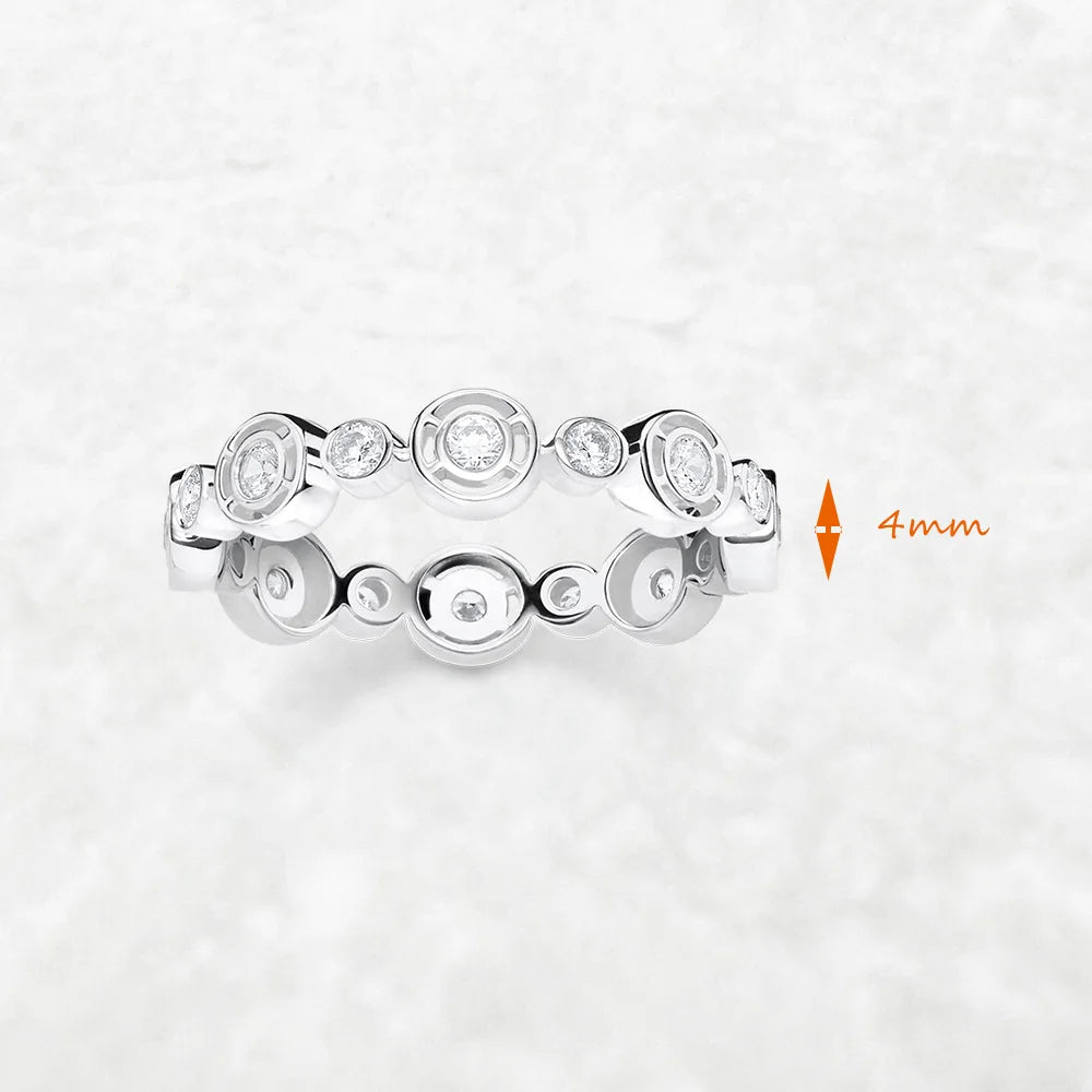 Bague en Argent Sterling 925 - Pierres Blanches Rondes