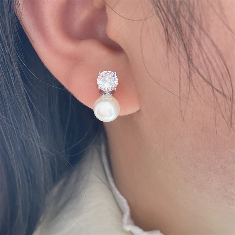 Ensemble de Bijoux Tendance en Perles Imitation et Zircon Cubique