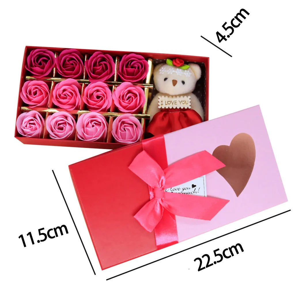 12 pièces de savons parfumés en forme de fleurs, coffret cadeau de roses, bouquet de fête