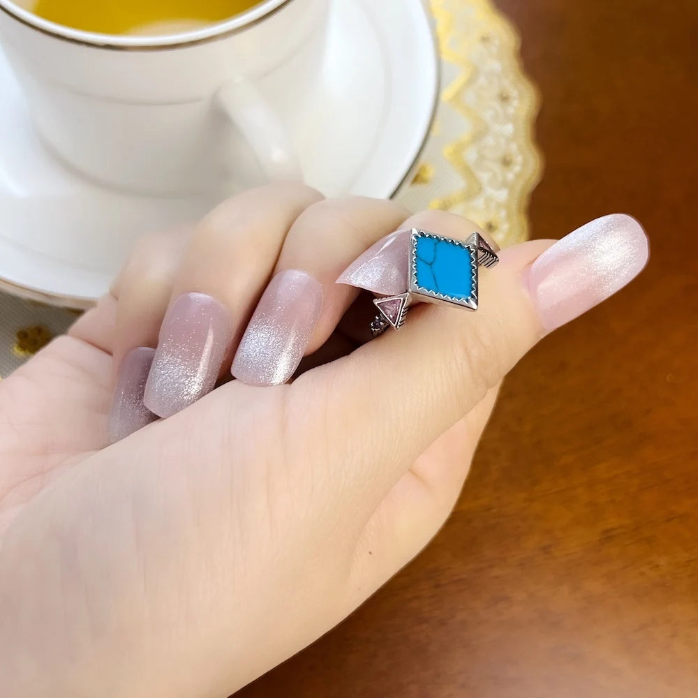 Bague Zig Zag Nacre Abalone Nouveau Style Européen Bijou Femminin Été Cadeau en Argent Sterling 925