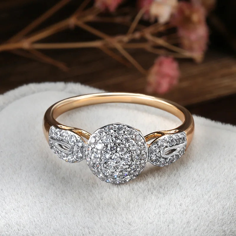 Bague de Luxe en Or Rose 18K - Élégance Vintage avec Cristaux Autrichiens pour Mariage et Fiançailles