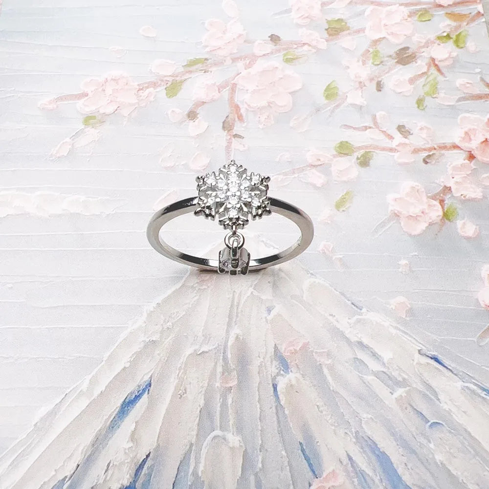 Bague Flocon de Neige - Style Europe - Bijou Raffiné pour Femmes - Hiver - Cadeau Romantique - Argent Sterling 925