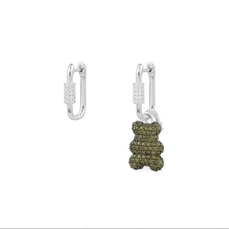 LI KI High quality 925 Sterling Silver January 2023 New Green Bear Snake Earrings Fashion Exquisite Send Friends Gifts