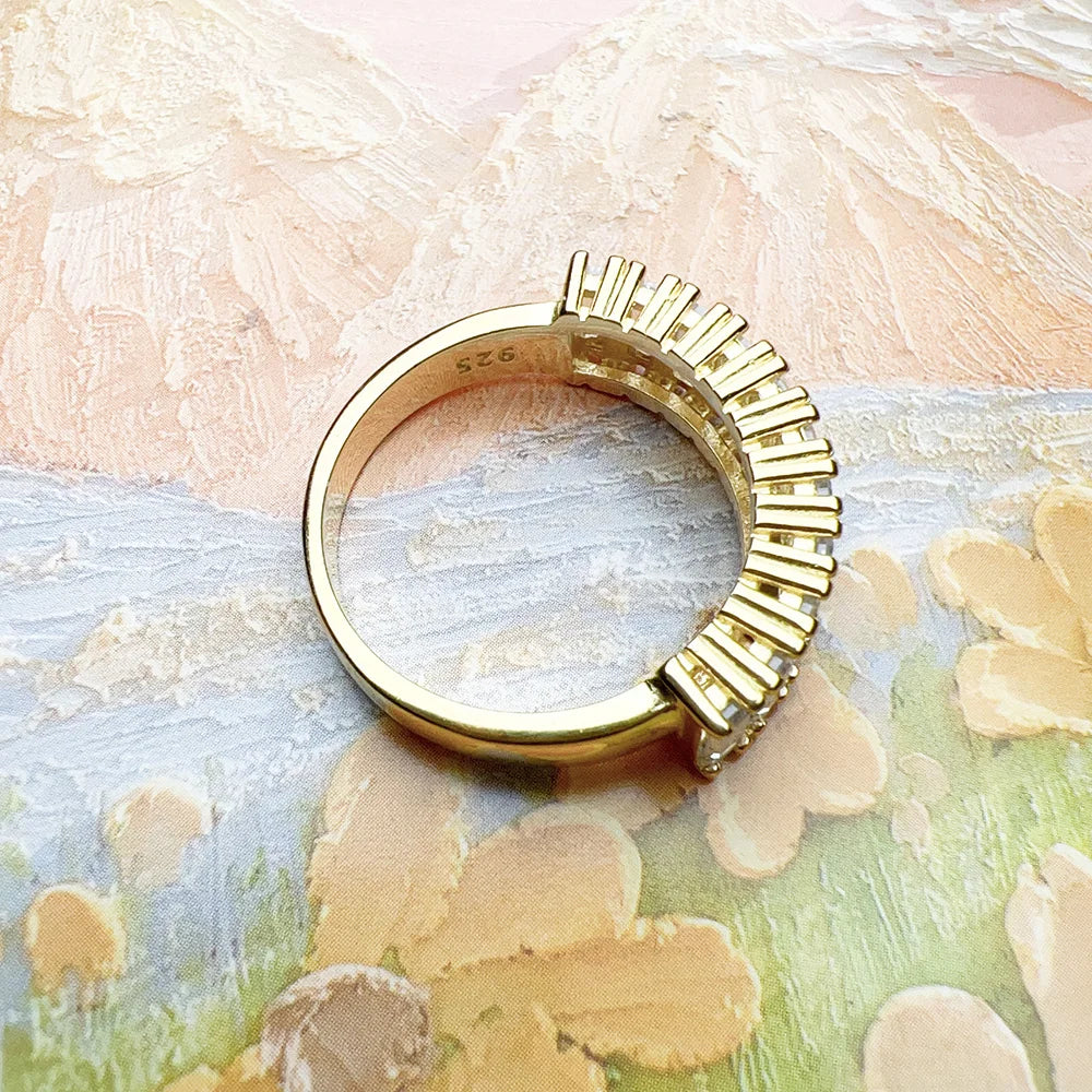 Bague en Or Zircon Éblouissante - Joaillerie Fine 925 Argent