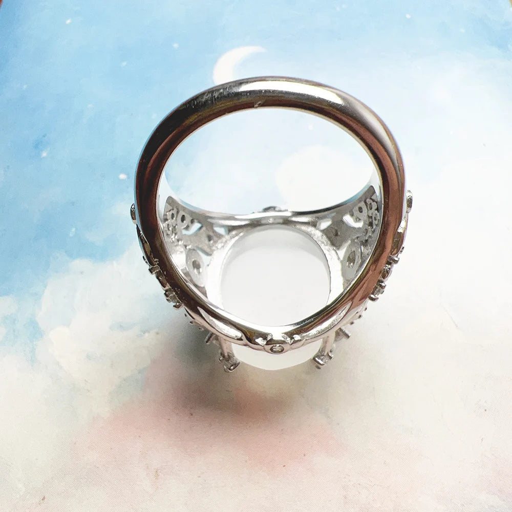 Bague de cocktail Rays of Sun - Pierre ovale - Nouveauté hiver - Bijou de luxe pour femmes - Cadeau romantique en argent sterling 925