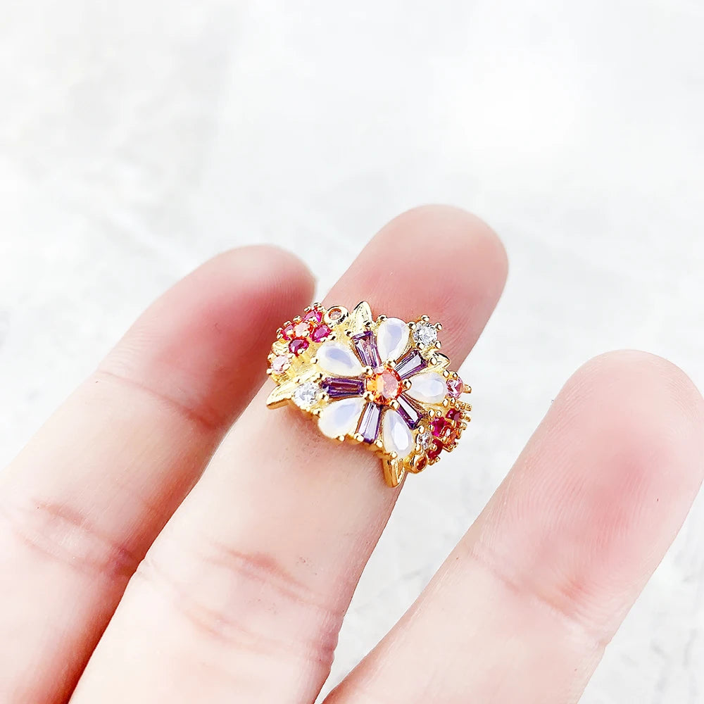 Bague Fleurs Colorées 2023 - Nouveauté Bijoux Bohème Argent Sterling 925 pour Femmes