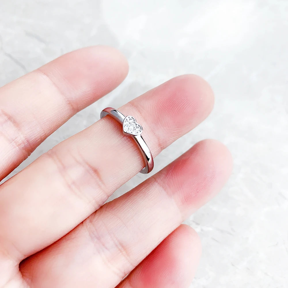 Bague Cœur d'Amour - Style Européen - Bijou Raffiné pour Femmes - Cadeau Romantique d'Été en Argent Sterling 925