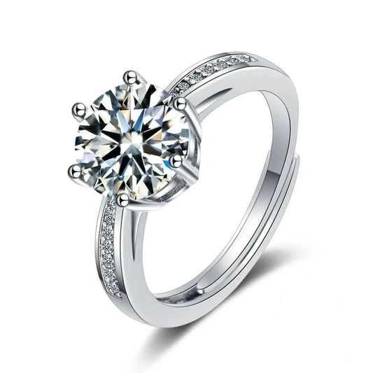 Bague Moissanite diamond stone silver ring