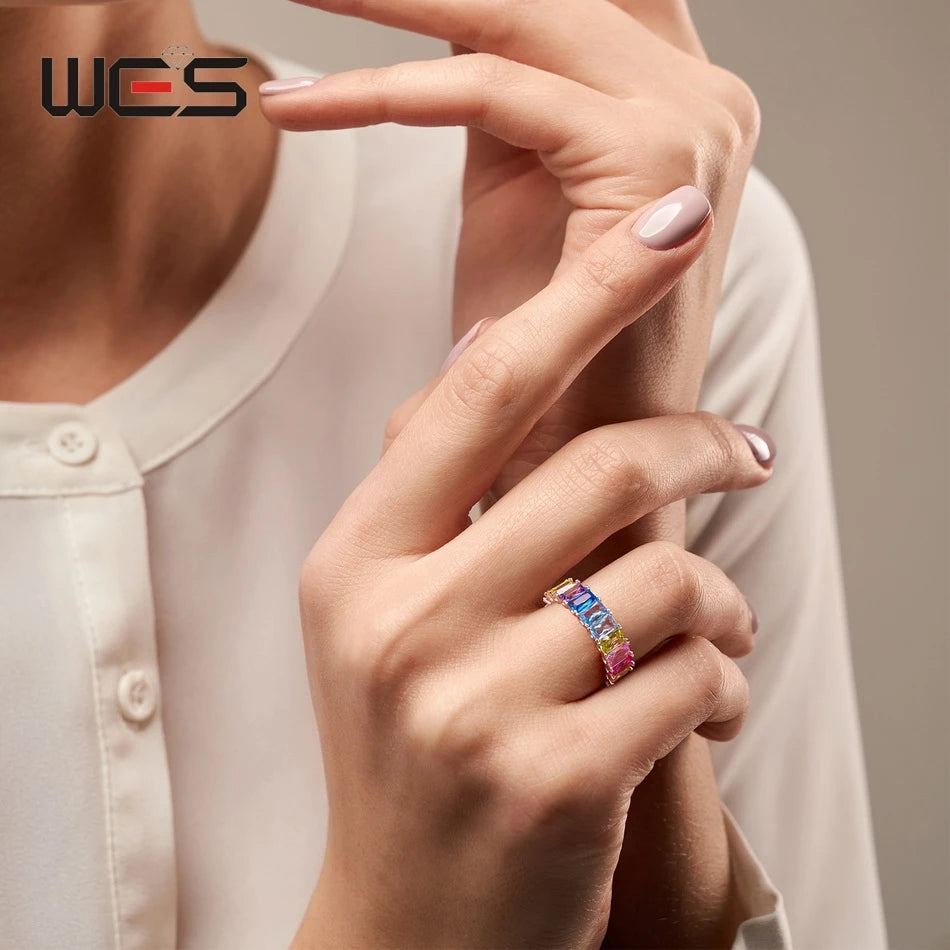 Bague en Argent avec Cristal Arc-en-ciel