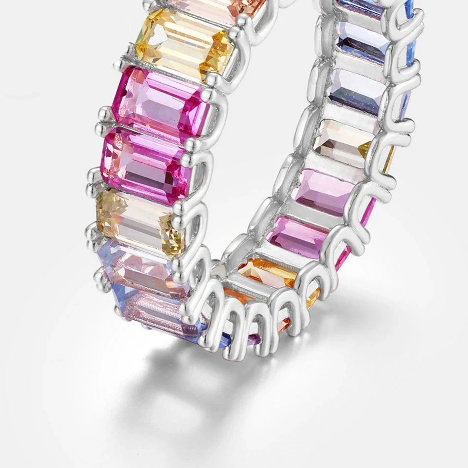 Bague en Argent avec Cristal Arc-en-ciel