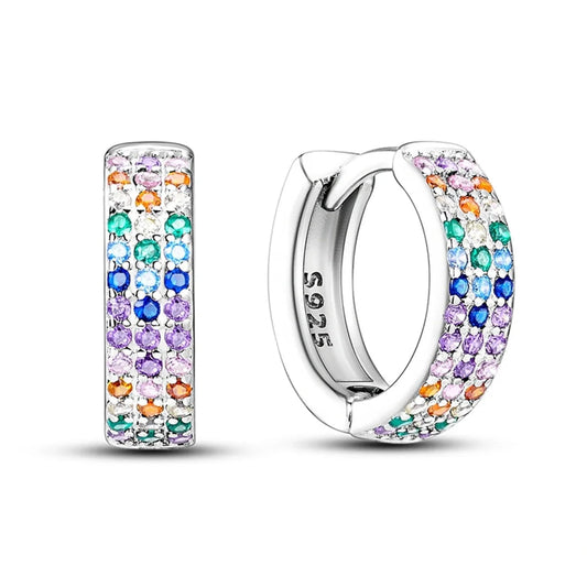 Boucles d'Oreilles Créoles Cœur Pavé de Zircons