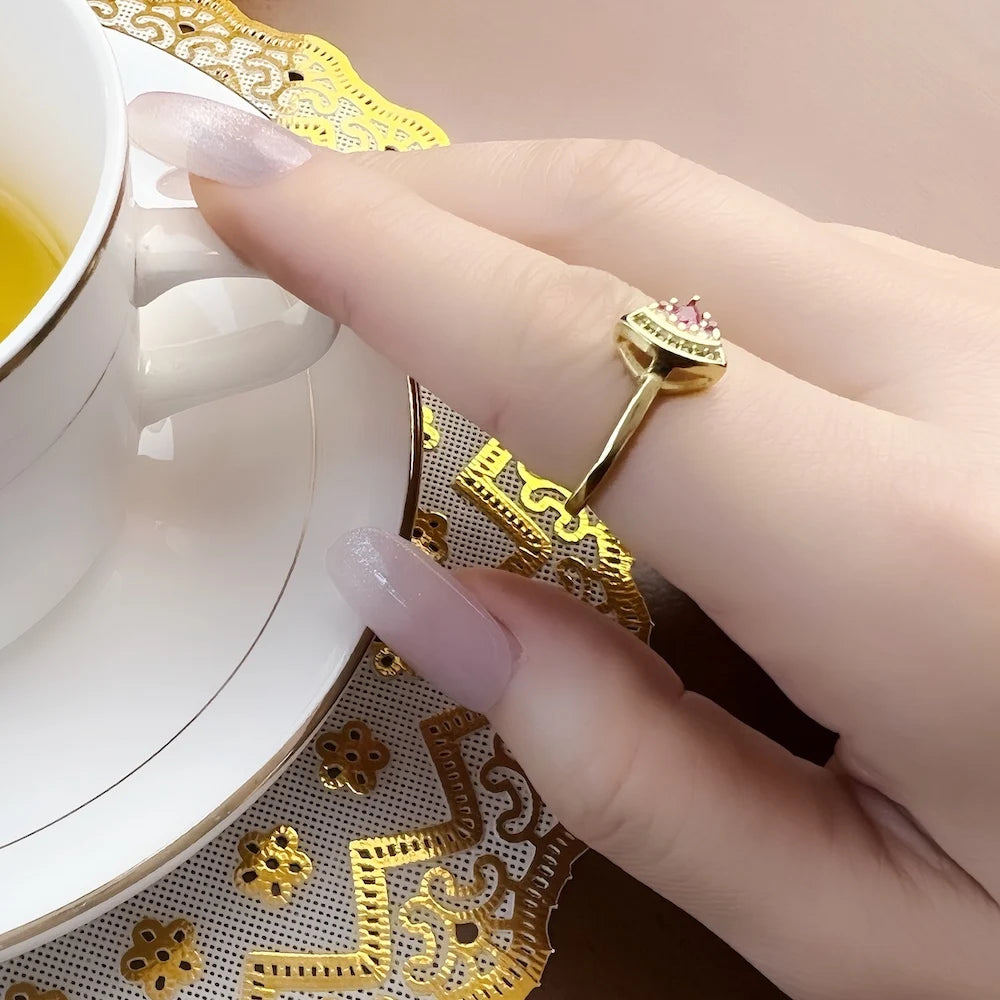 Bague Watermelon Golden 2022 Nouveau Style Europe Glam Bijoux Fin Pour Femmes Cadeau Doux Et Stylish En Argent Sterling 925