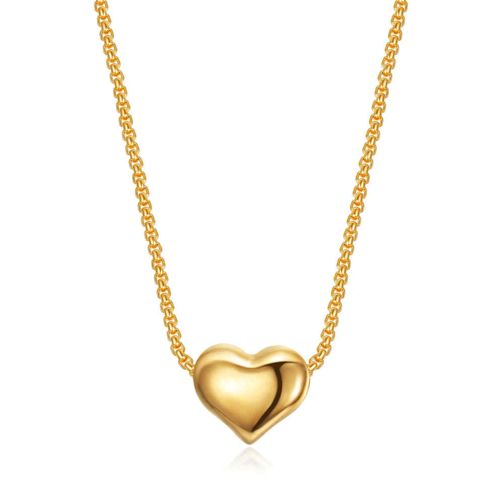 Cor Aureum: Collier Pendentif en Or 18K Plaqué avec Cœur d'Amour