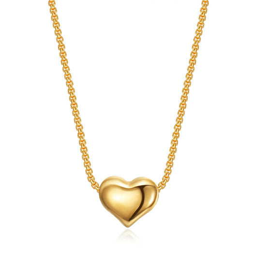 Cor Aureum: Collier Pendentif en Or 18K Plaqué avec Cœur d'Amour