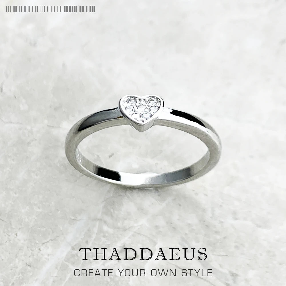 Bague Cœur d'Amour - Style Européen - Bijou Raffiné pour Femmes - Cadeau Romantique d'Été en Argent Sterling 925