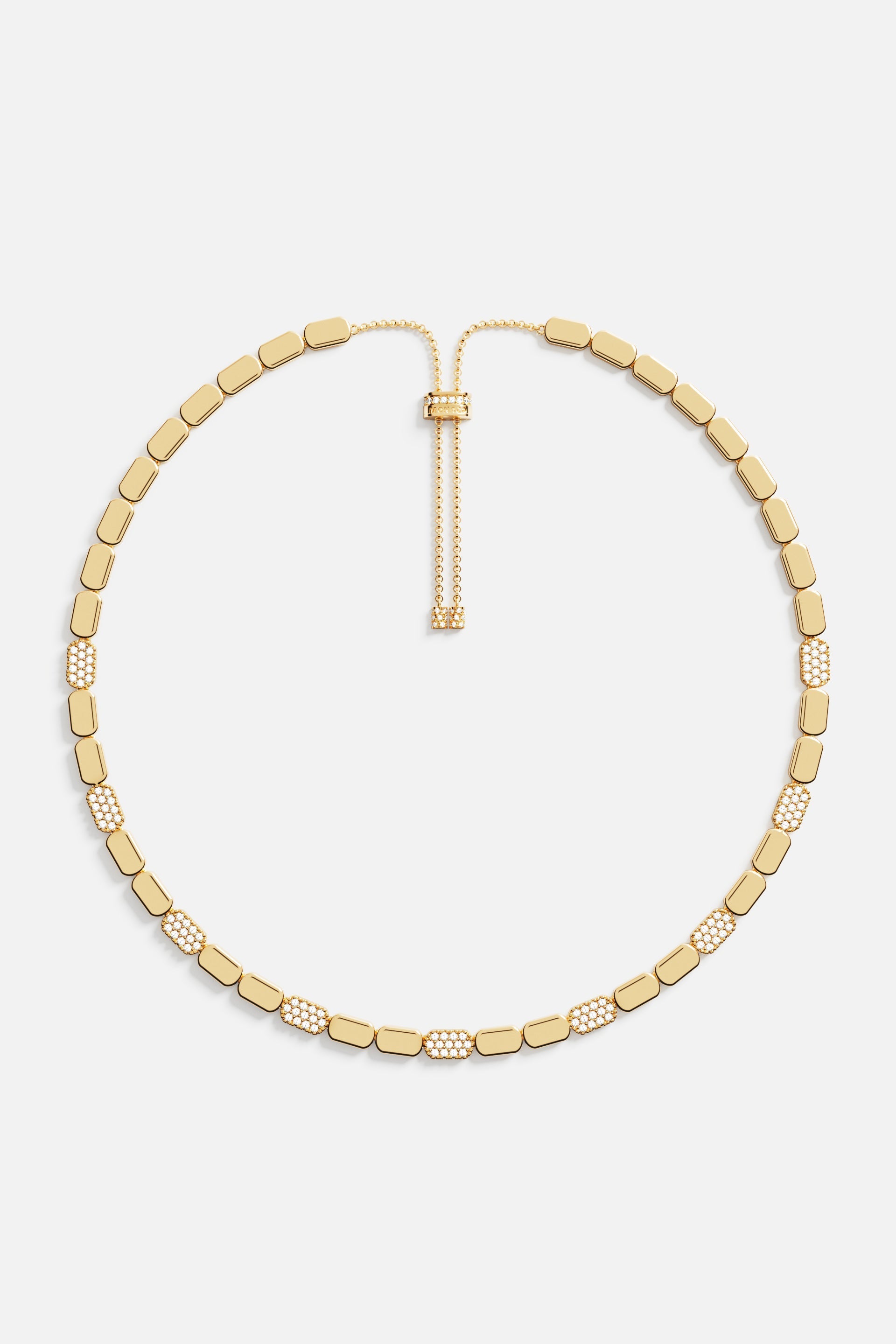 Collier Ajustable Or Jaune Pavé