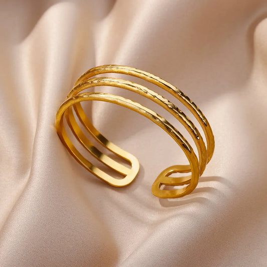 Bracciale rigido in acciaio inossidabile placcato oro