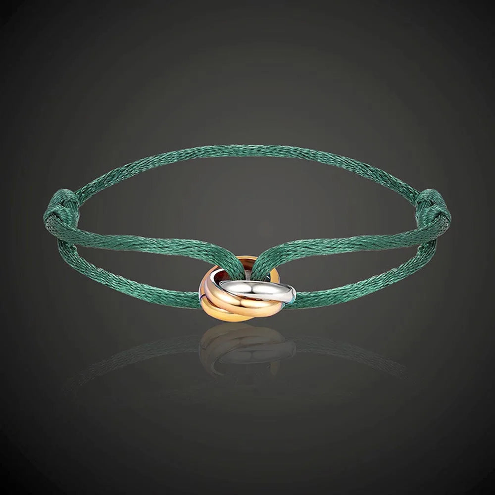 Bracelet Tressé à Trois Anneaux
