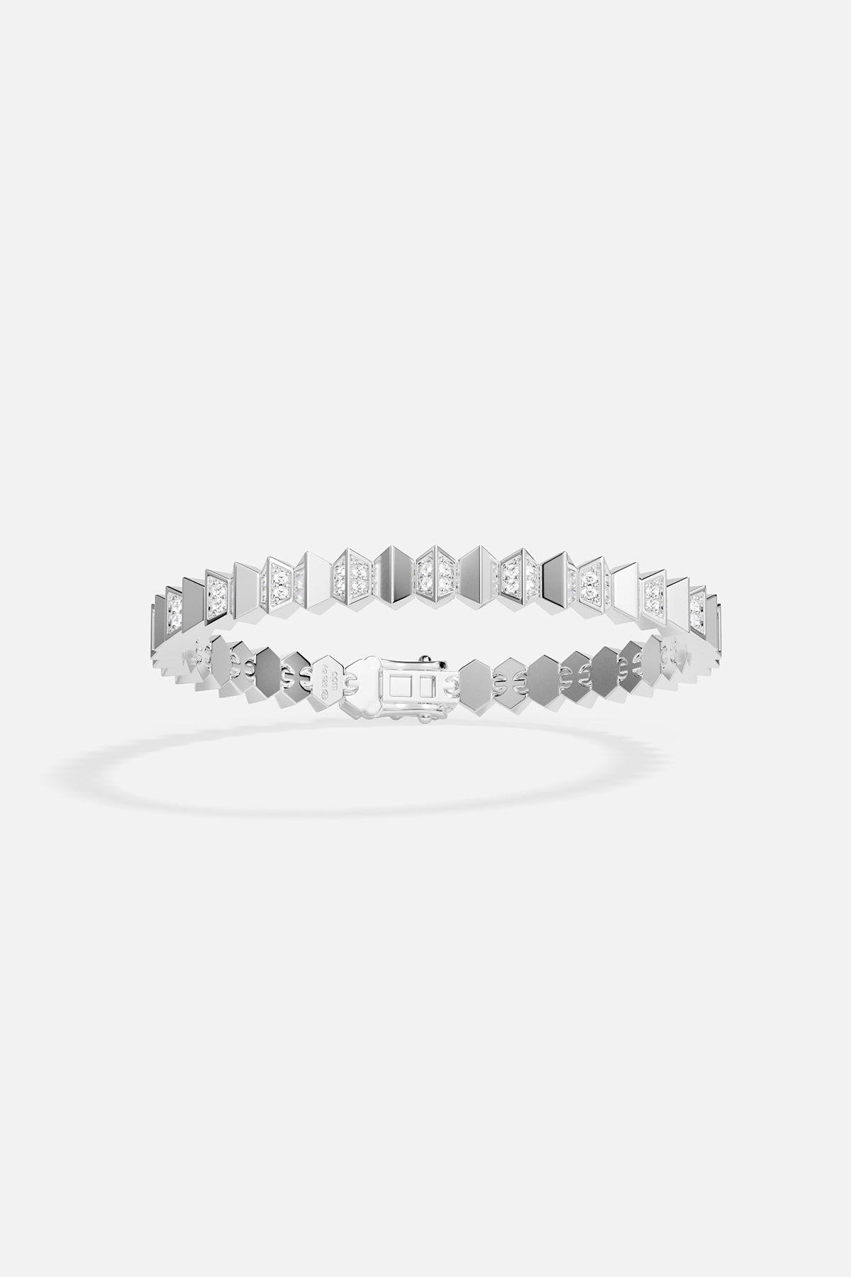 Bracelet Up and Down Blanc / Argent foncé