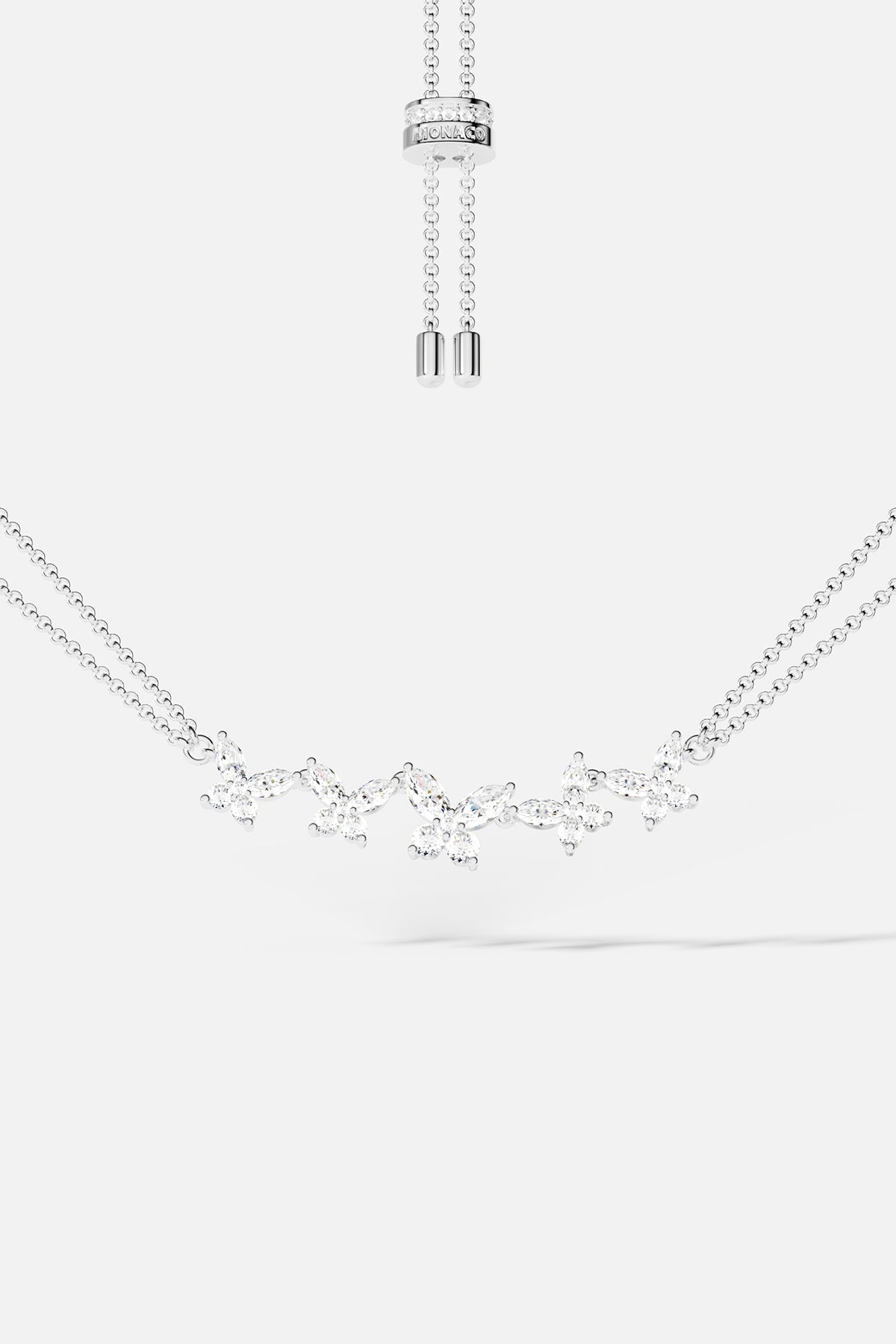 Collier Ajustable Papillon Double Chaîne