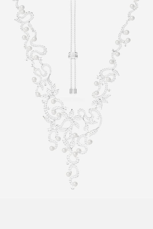 Collier Ajustable Fleurs avec perles