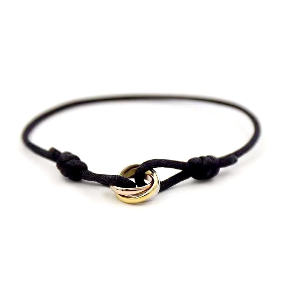 Bracelet Tressé à Trois Anneaux