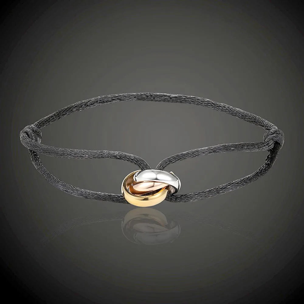 Bracelet Tressé à Trois Anneaux