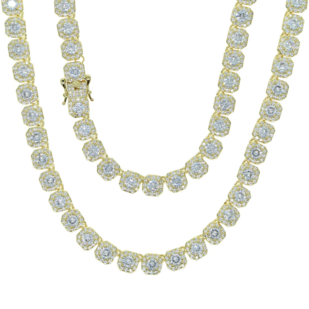 Collier avec zircone cubique 5A argentée 8 mm