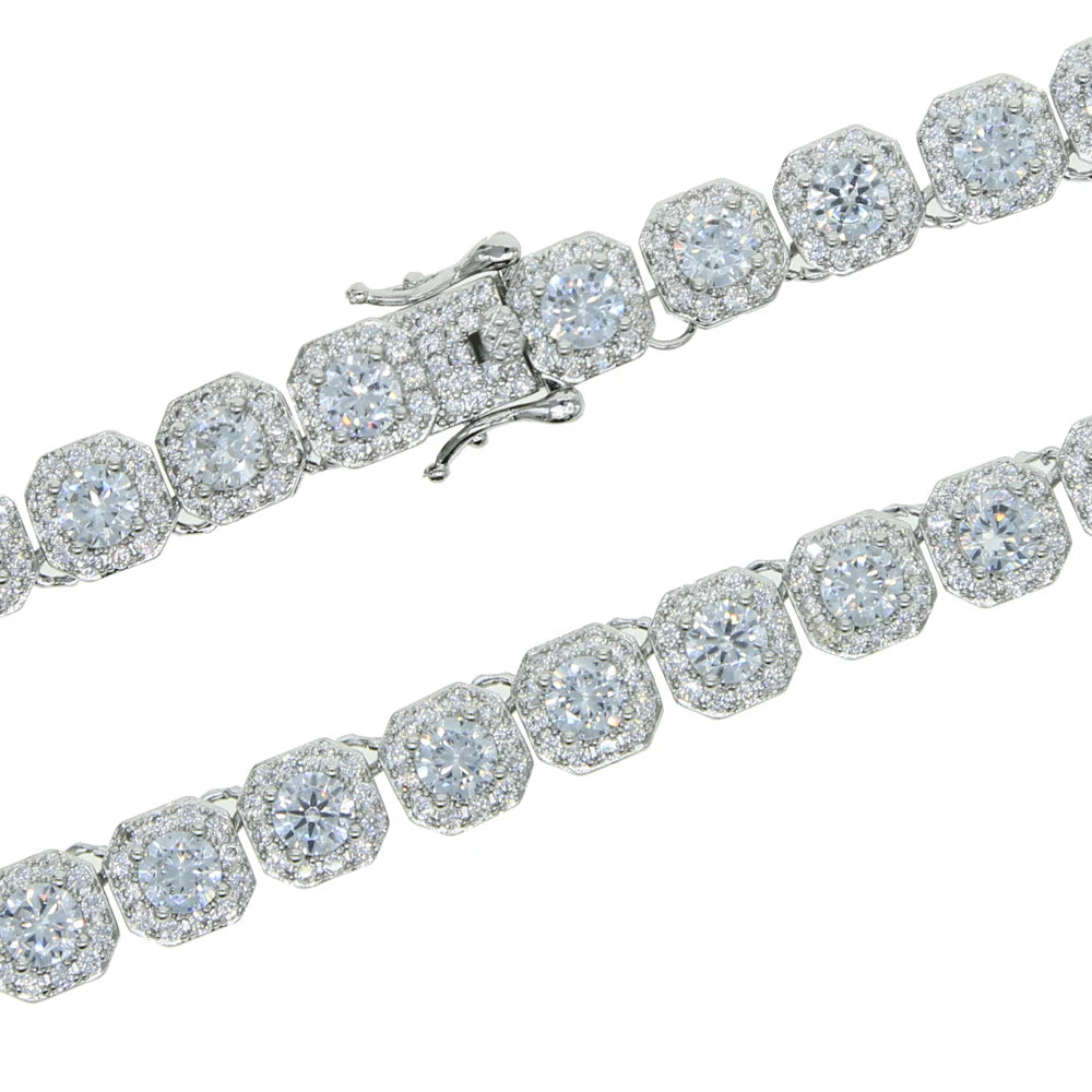 Collier avec zircone cubique 5A argentée 8 mm