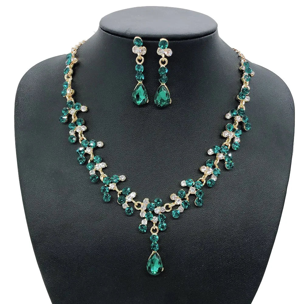Ensemble de Bijoux de Mariage Cristal Doré