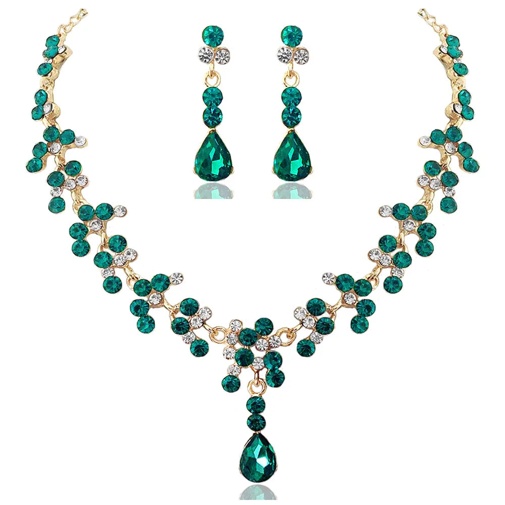 Ensemble de Bijoux de Mariage Cristal Doré
