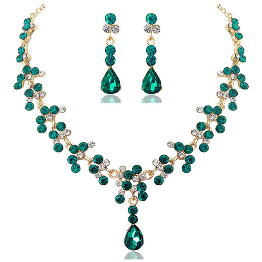 Ensemble de Bijoux de Mariage Cristal Doré